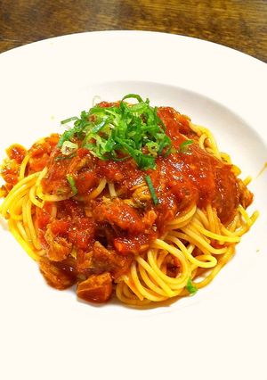 コスパ最強！　鯖味噌煮缶トマトパスタ-レシピのメイン写真