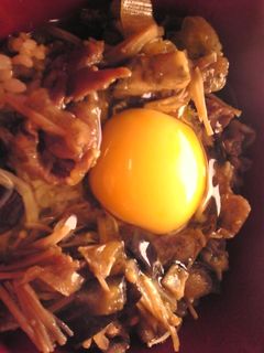 鴨と茄子と葱とえのきだけの卵丼-レシピのメイン写真