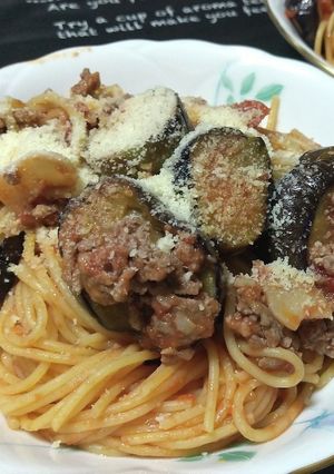 ナスとひき肉のトマトパスタ-レシピのメイン写真