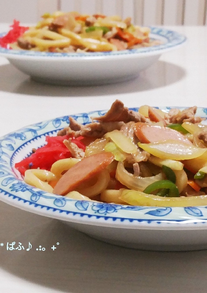 豚コマで和風焼きうどん-レシピのメイン写真