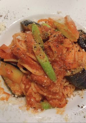 野菜とトマトソースのパスタ-レシピのメイン写真