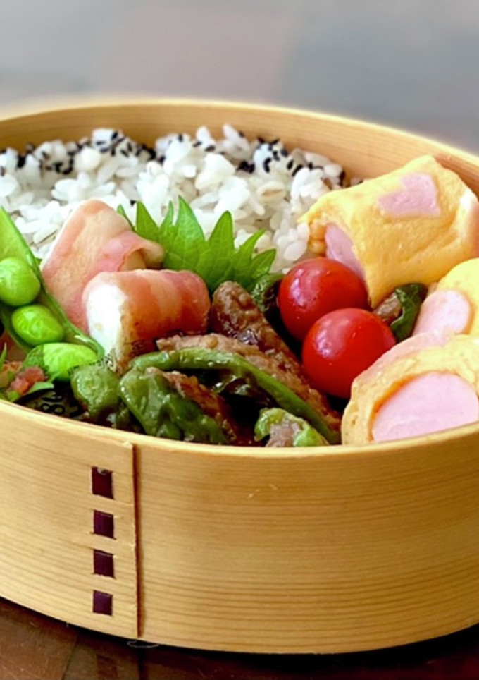 わっぱ弁当＊魚肉ソーセージの水玉卵焼き-レシピのメイン写真