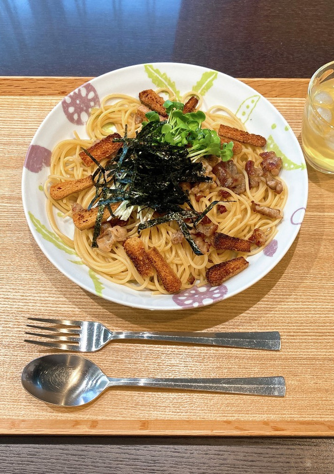 米糀納豆と豚肉と油揚げの和風パスタ-レシピのメイン写真