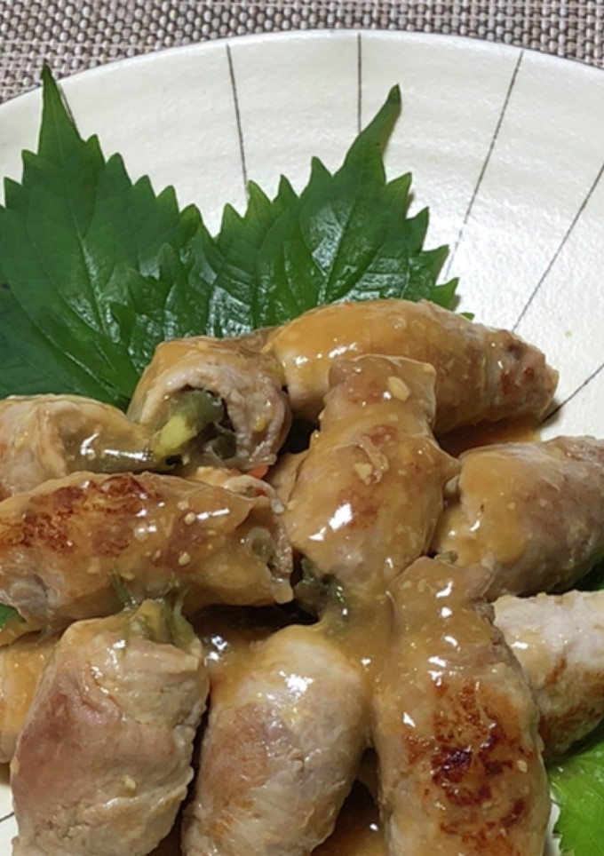 茗荷の甘辛みその肉巻き-レシピのメイン写真