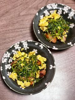 豆苗とウインナーの卵炒め-レシピのメイン写真