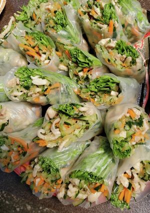 さっぱり　鶏皮の酢の物生春巻　野菜一杯-レシピのメイン写真