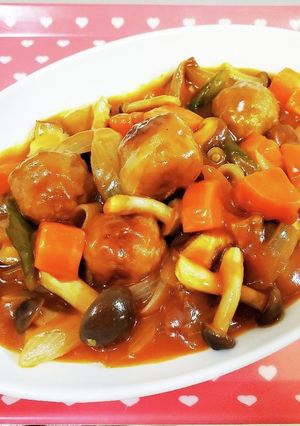 お子様向け＊鶏団子ときのこのケチャップ煮-レシピのメイン写真