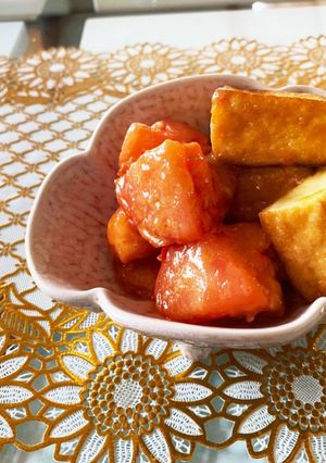 超簡単　厚揚げとトマトの味噌炒め-レシピのメイン写真