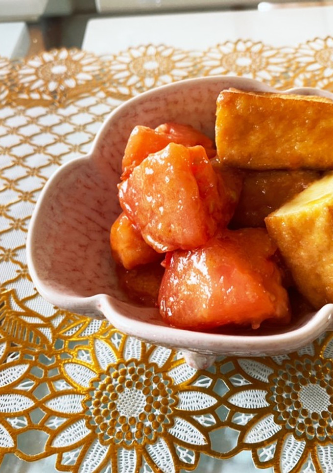 超簡単　厚揚げとトマトの味噌炒め-レシピのメイン写真