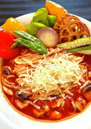トマトラーメン、素揚げ野菜のせ-レシピのメイン写真