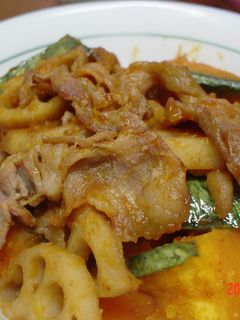 豚肉とかぼちゃとレンコンの甘辛煮-レシピのメイン写真