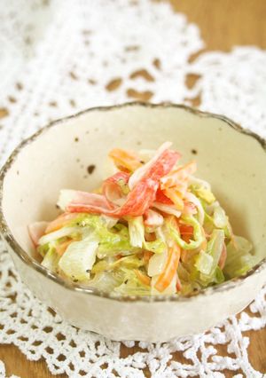 白菜　人参　カニカマ　マヨサラダ-レシピのメイン写真