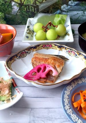 9月7日　献立　ほっけと野菜おかず-レシピのメイン写真