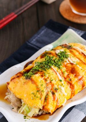 ふんわり卵のキャベツたっぷり豚平焼き-レシピのメイン写真
