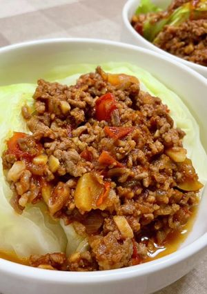 ☆温野菜(キャベツ)のミートソースがけ♪-レシピのメイン写真