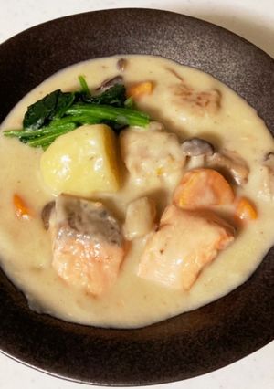 シチュー(シャケとキノコ入り)-レシピのメイン写真
