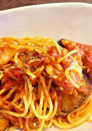 万能ソースで海老と茄子のトマトパスタ-レシピのメイン写真