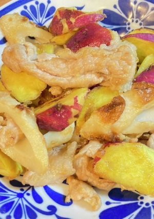 簡単☆秋のさつま芋&豚肉&竹輪甘辛炒め-レシピのメイン写真