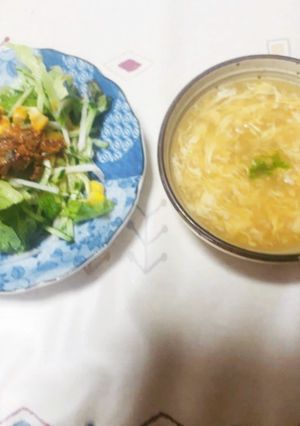 簡単サバ缶サラダ＆卵スープ-レシピのメイン写真
