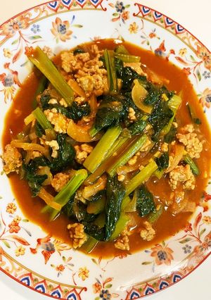 小松菜とひき肉のスープカレー-レシピのメイン写真