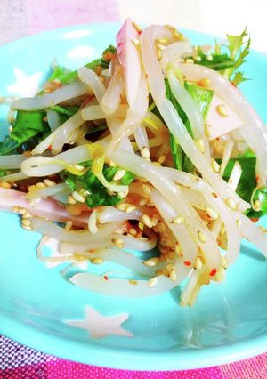 もやし、水菜、魚肉ソーセージのキムチ和え-レシピのメイン写真