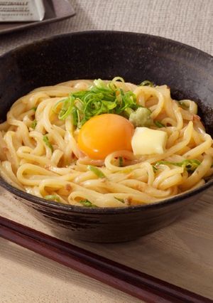 釜玉風わさびバターうどん-レシピのメイン写真