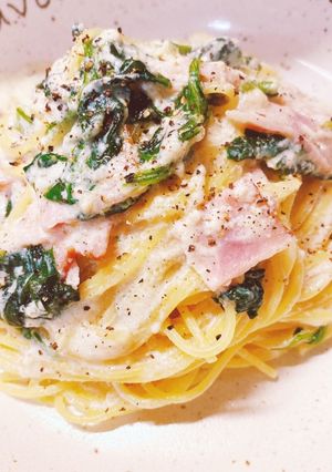 ほうれん草ベーコン豆腐クリームパスタ-レシピのメイン写真