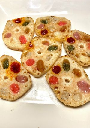 チューブ調味料詰め、蓮根ステーキ-レシピのメイン写真