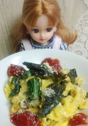 リカちゃん♡たまごとバジルのフワッと焼き-レシピのメイン写真