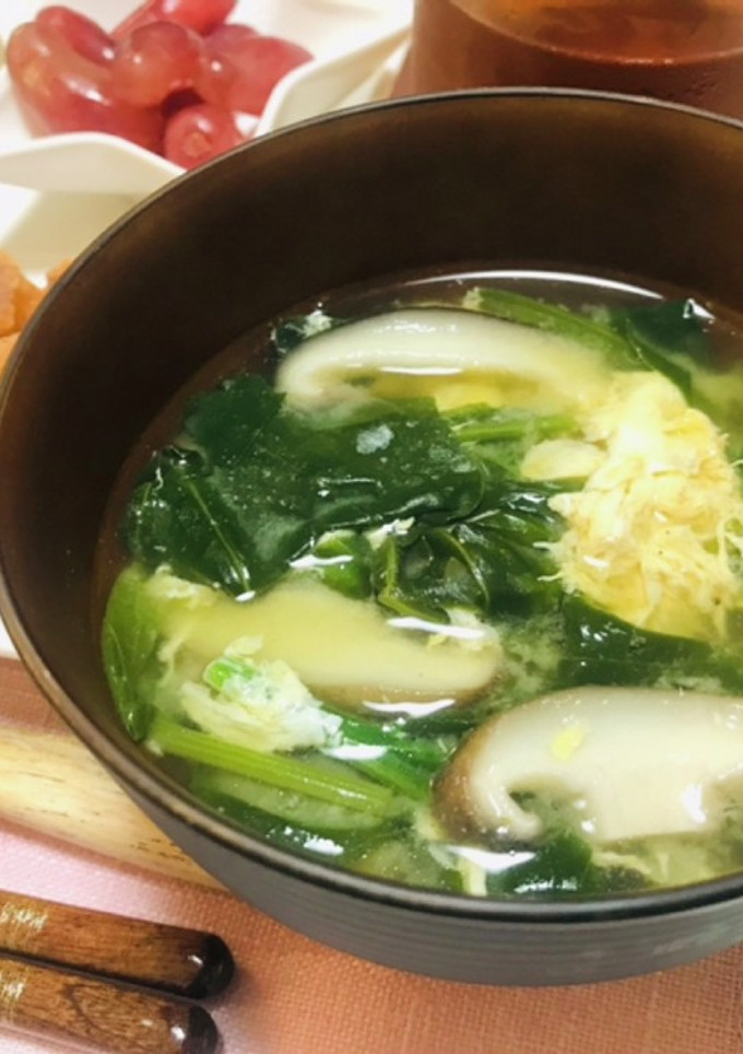 椎茸とほうれん草と卵のお味噌汁-レシピのメイン写真