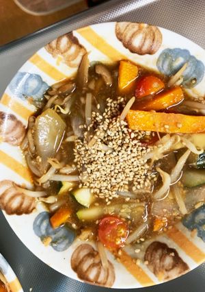 レンジもやしズッキーニオイ酢ター野菜炒め-レシピのメイン写真