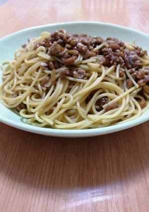 納豆とひき肉のパスタ-レシピのメイン写真