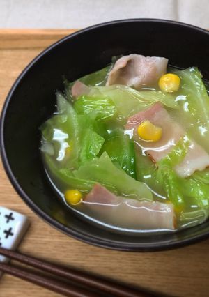 簡単！洋風ベーコンみそ汁-レシピのメイン写真