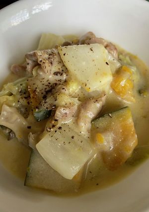カボチャと豚バラ肉のクリーム煮-レシピのメイン写真