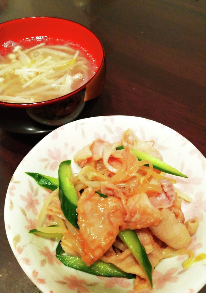 とり皮のポン酢和えとスープ-レシピのメイン写真