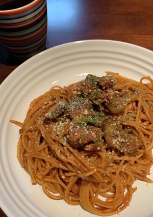 ナスとゴロゴロお肉のミーススパゲティ-レシピのメイン写真