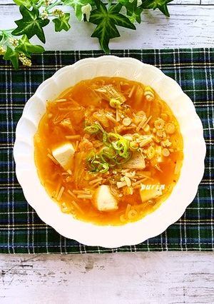 鮭中骨缶のキムチスープ-レシピのメイン写真