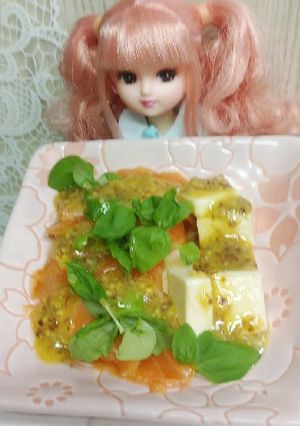 リカちゃん♡クリチサーモンバジル香る前菜-レシピのメイン写真