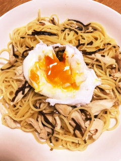 トロッと卵のささみと塩昆布パスタ-レシピのメイン写真