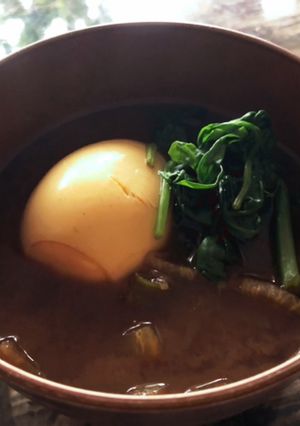 赤だし☆茹でたまごとほうれん草-レシピのメイン写真