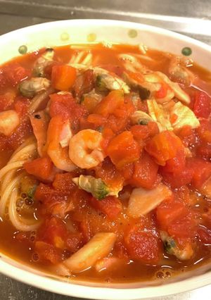 海鮮ウェイパーで魚介トマトスープパスタ！-レシピのメイン写真