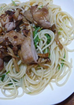 水菜とガーリックチキン♡パスタ-レシピのメイン写真