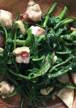 ベトナム料理　空芯菜のレモングラス炒め風-レシピのメイン写真
