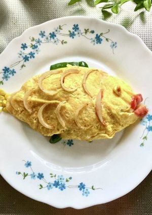 鯛なシュールオムライス・野菜トッピング-レシピのメイン写真