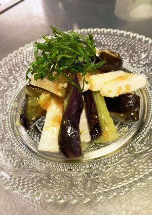 長いもとなすの梅肉ドレッシングあえ-レシピのメイン写真