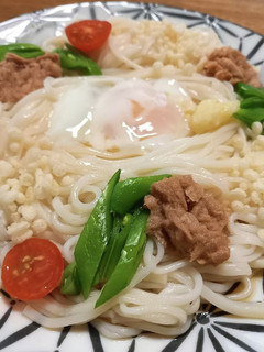 冷やしうどん温泉卵のせ-レシピのメイン写真