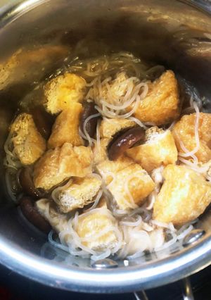 栃尾の油あげとしいたけとしらたきの煮物-レシピのメイン写真