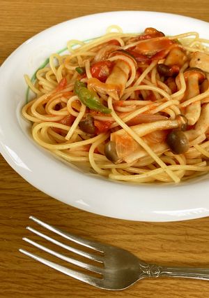 トマトとしめじのお手軽パスタ-レシピのメイン写真