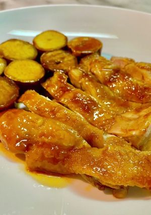 皮パリパリ鶏もも照り焼きさつまいも添え-レシピのメイン写真