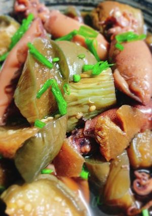 寺島なすとイカの煮物-レシピのメイン写真